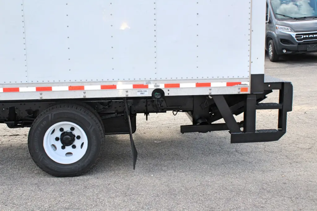 2019 Isuzu NPR HD rear wheel and underbody close-up driver side