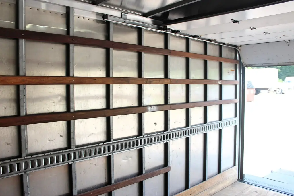 2019 Isuzu NPR HD cargo box interior front wall view
