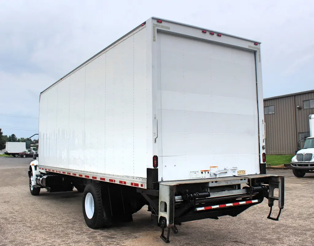2019 International MV607 box truck - rear side exterior view