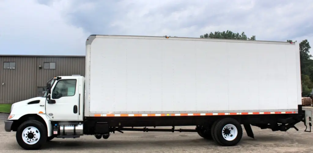 2019 International MV607 box truck - cargo box side exterior close-up