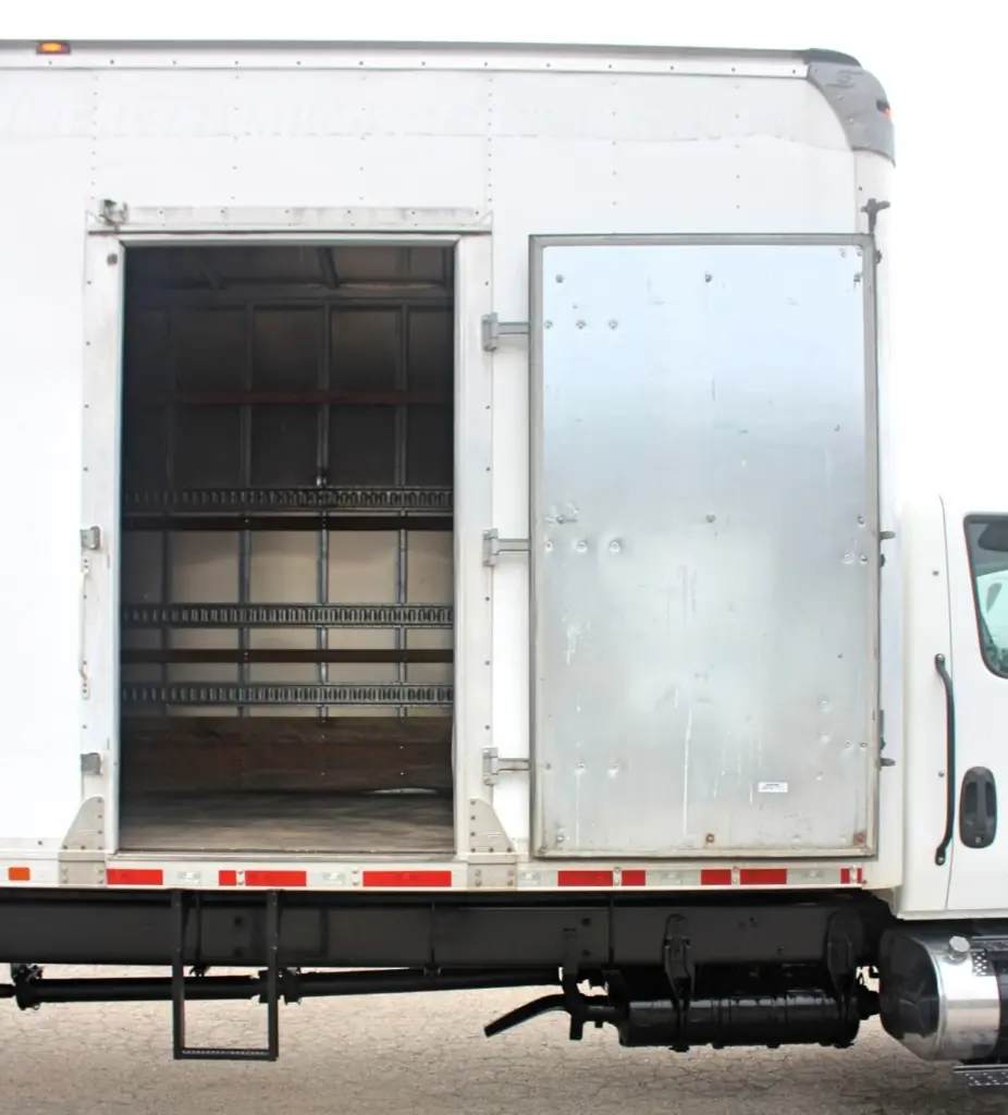 2019 International MV607 - open rear cargo doorway and interior