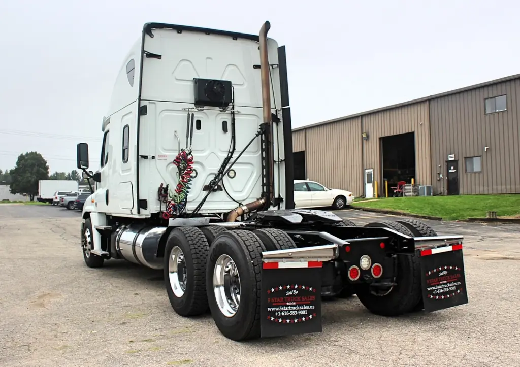 2019 Freightliner Cascadia 125 – Rear angled exterior view showing back of cab and chassis