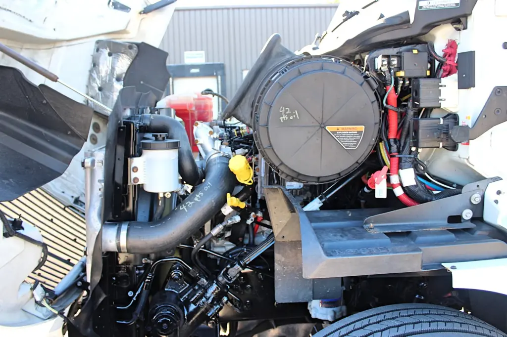 2020 International RH613 – clean diesel engine compartment with hood raised