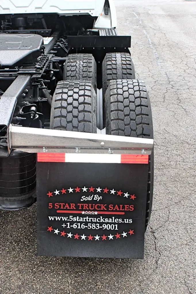 2019 International LT625 – rear drive tires and 5 Star Truck Sales mudflap.