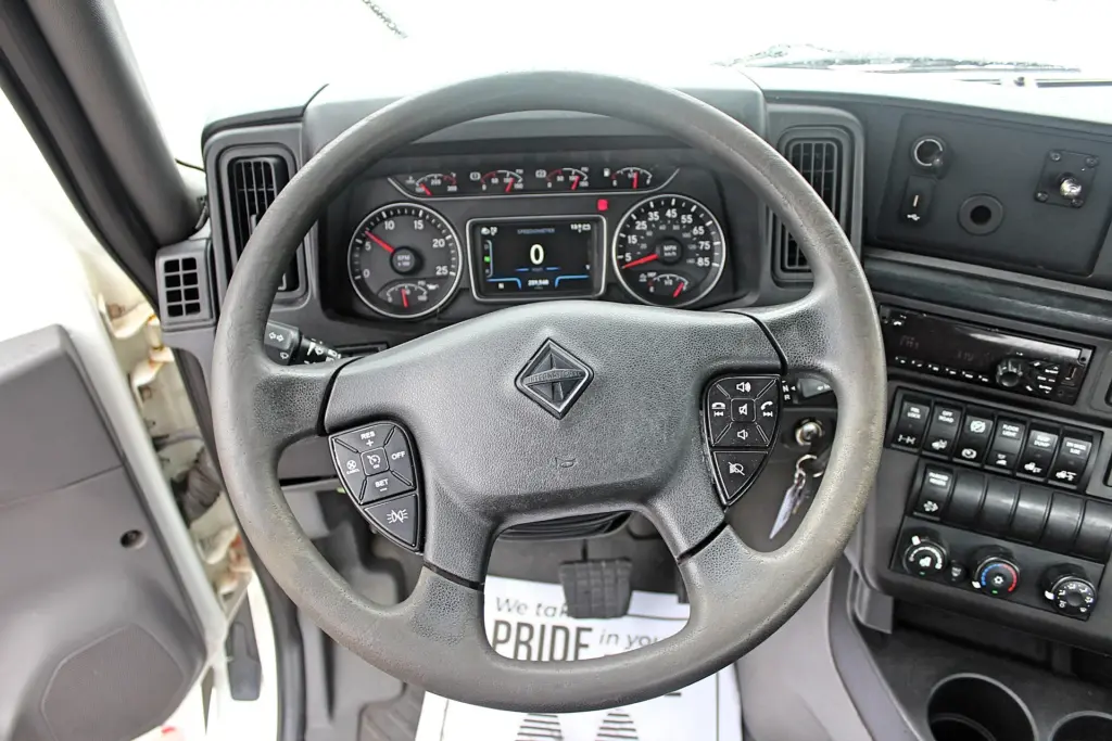 2019 International LT625 – steering wheel, gauges and digital instrument cluster.