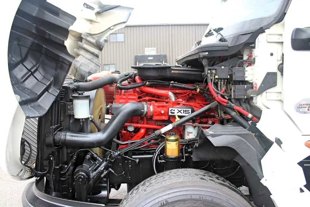 2019 International LT625 – Cummins X15 diesel engine with hood open.