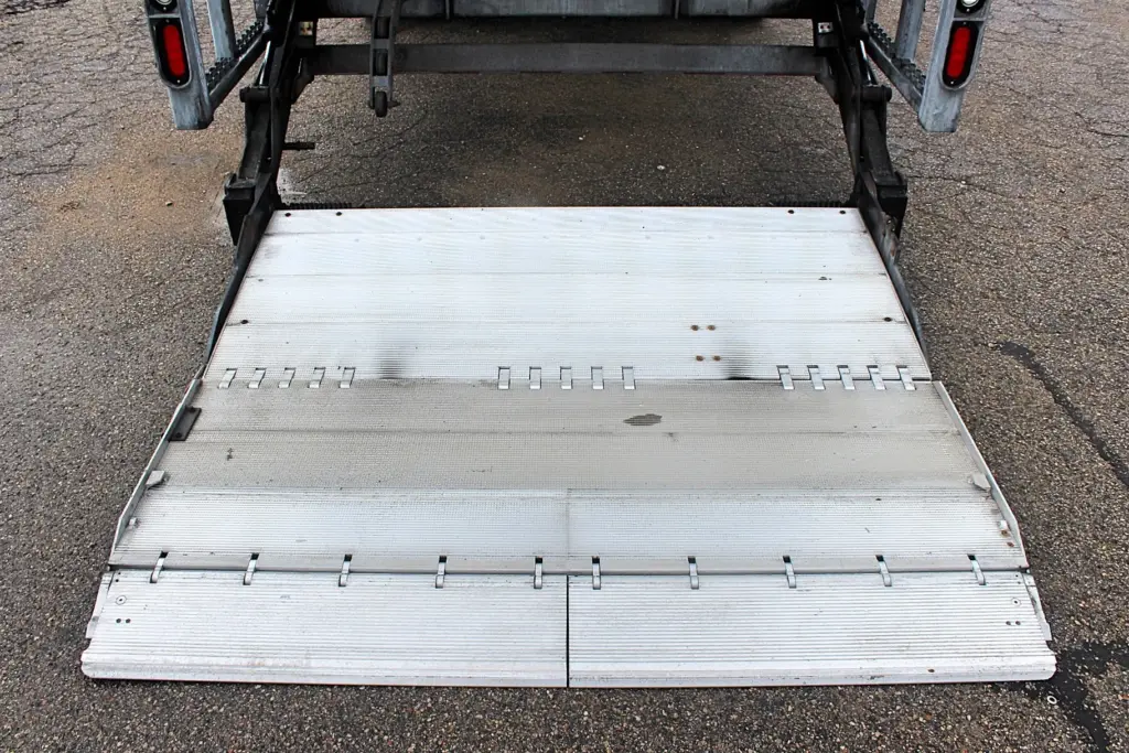 2016 Freightliner M2-106 box truck – Maxon aluminum liftgate platform fully lowered