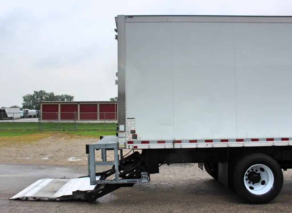 2016 Freightliner M2-106 box truck – side view of cargo box with Maxon liftgate lowered