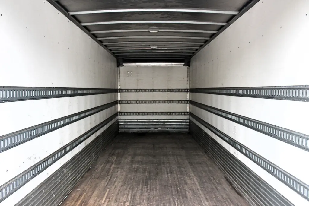 2016 Freightliner M2-106 box truck – Morgan cargo box interior with wood floor and E-track
