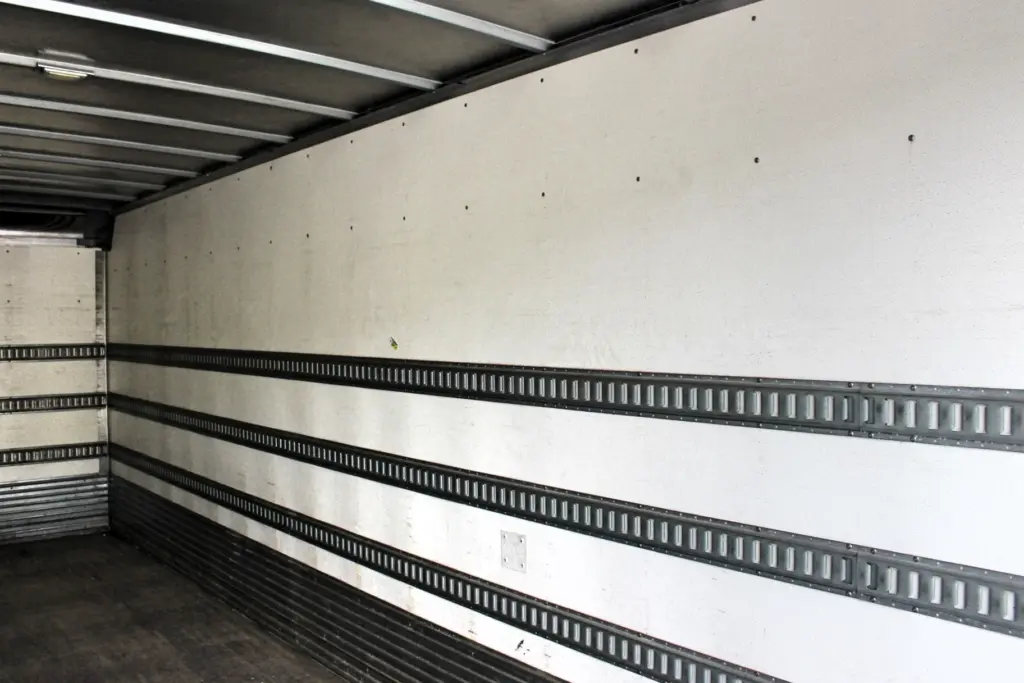2016 Freightliner M2-106 box truck – cargo box interior wall and E-track tie-down system