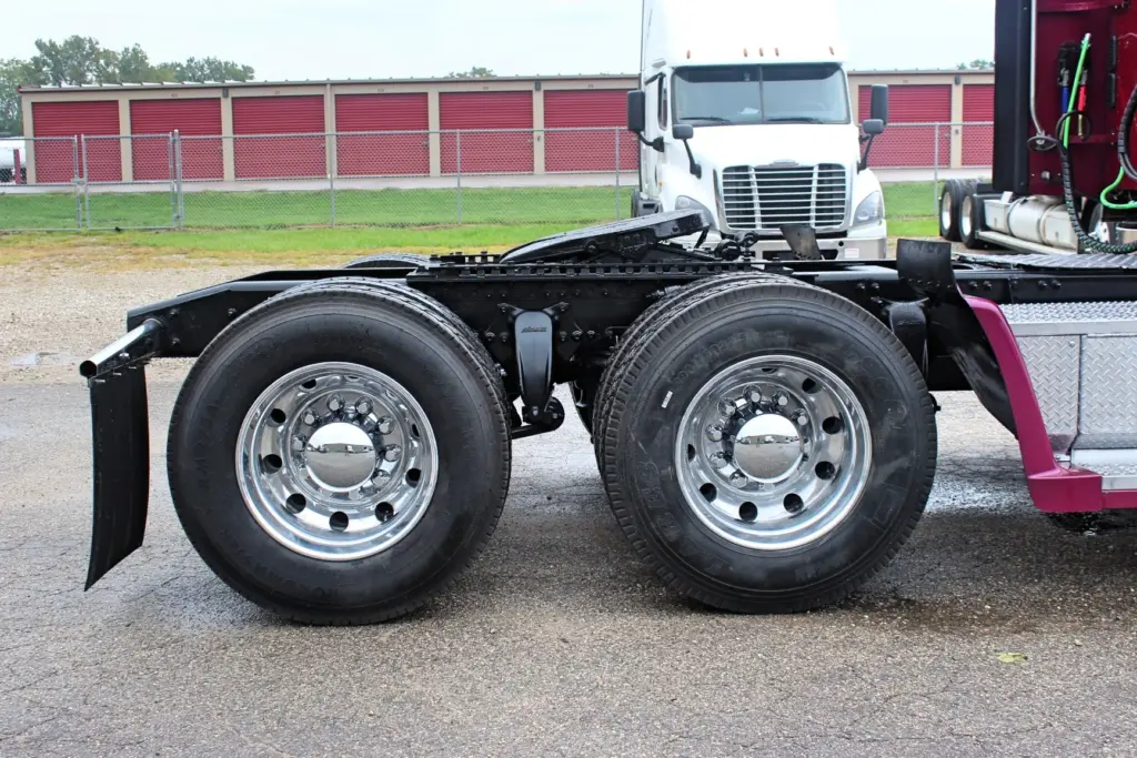 2020 Freightliner Coronado 132 Glider – tandem rear axles with polished aluminum wheels