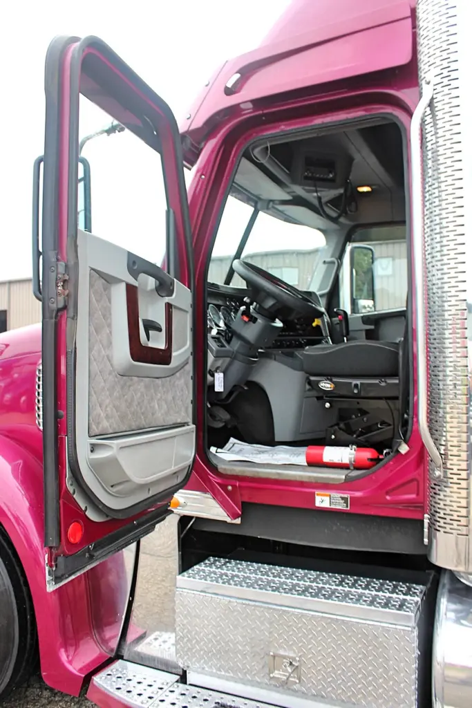 2020 Freightliner Coronado 132 Glider – open driver door showing cab entrance and interior