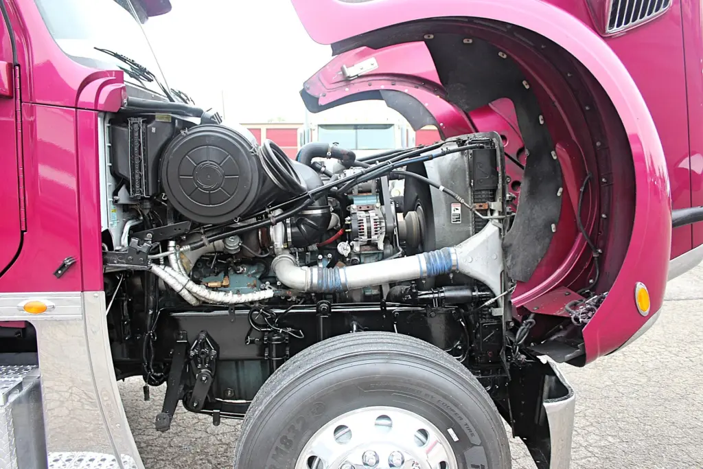 2020 Freightliner Coronado 132 Glider – opposite-side engine compartment view with hood open